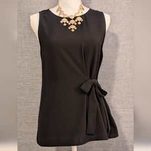 Papermoon Black Sleeveless Side Tie Blouse Small